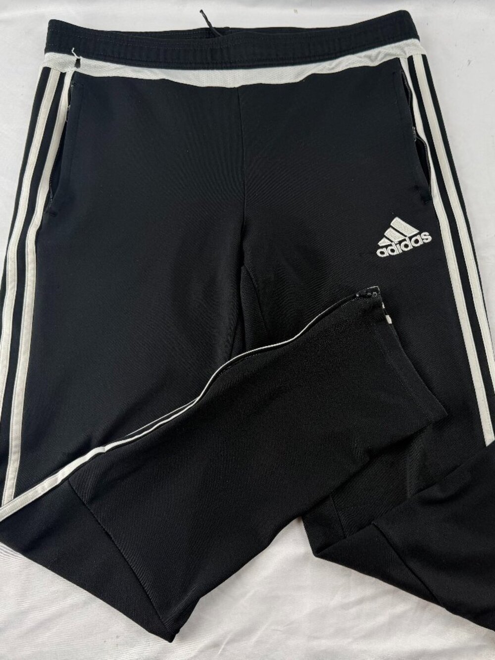 Adidas ClimaCool Mens Track Pants Black White 3-Stripes Athletic Joggers Size L